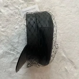 Brand NEW! ? Christian Dior Arty Hat w Veil ? black Leather 57cm S size DIOR Paris Revolution Leather Cap with Veil 58 - Timeless  main image 4